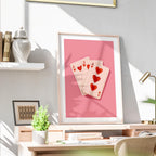 Cute Pink Love Heart Playing Cards - Rolled Poster Wall Art Print