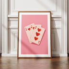 Cute Pink Love Heart Playing Cards - Rolled Poster Wall Art Print