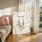 Cute Woodland Deer Animal Nursery - Framed Canvas Wall Art Print