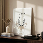 Cute Woodland Deer Animal Nursery - Framed Canvas Wall Art Print
