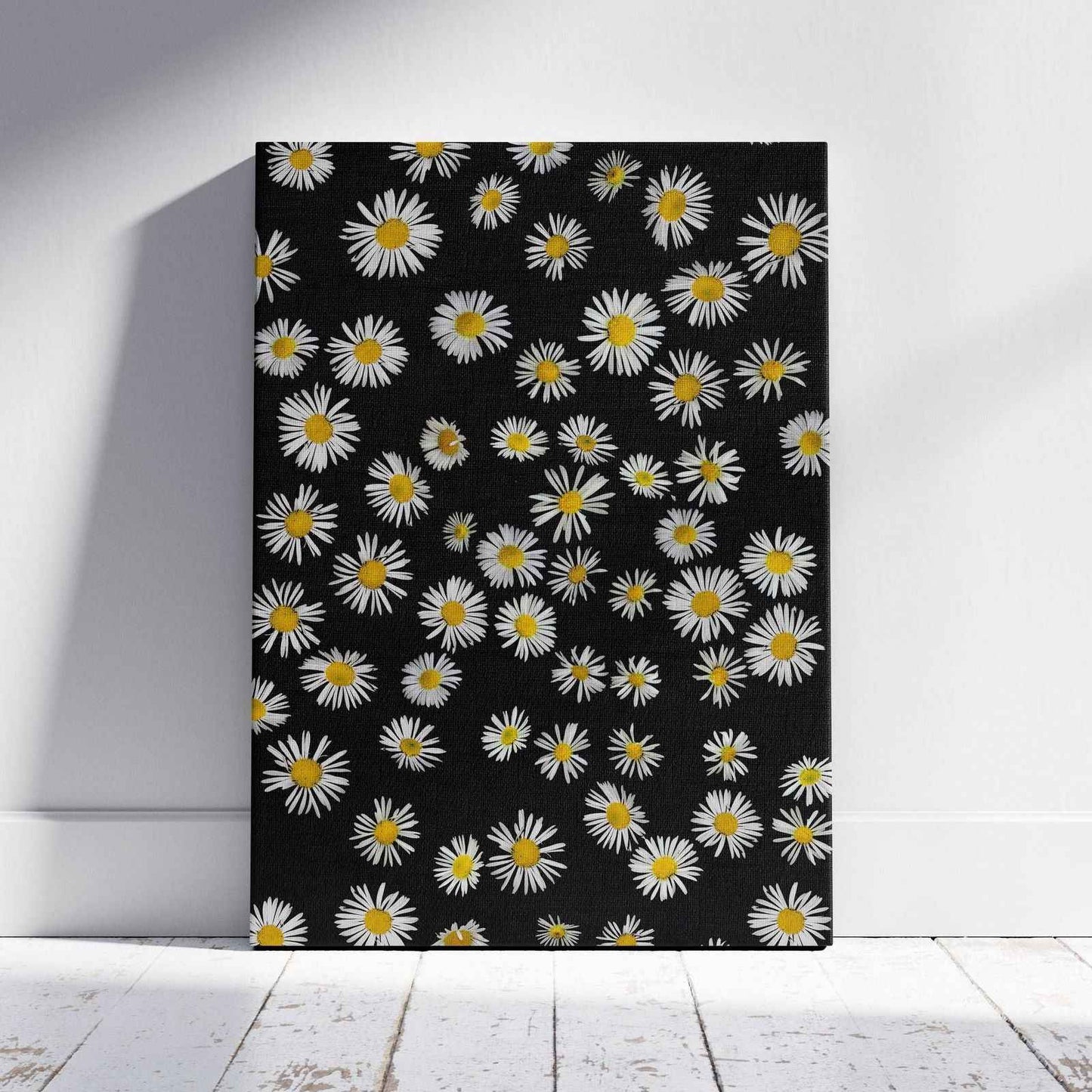 Daisy Flowers in the Dark - Framed Canvas Wall Art Print - House Prints