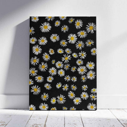 Daisy Flowers in the Dark - Framed Canvas Wall Art Print - House Prints