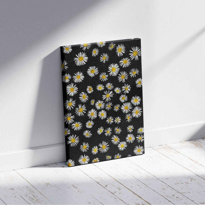 Daisy Flowers in the Dark - Framed Canvas Wall Art Print - House Prints