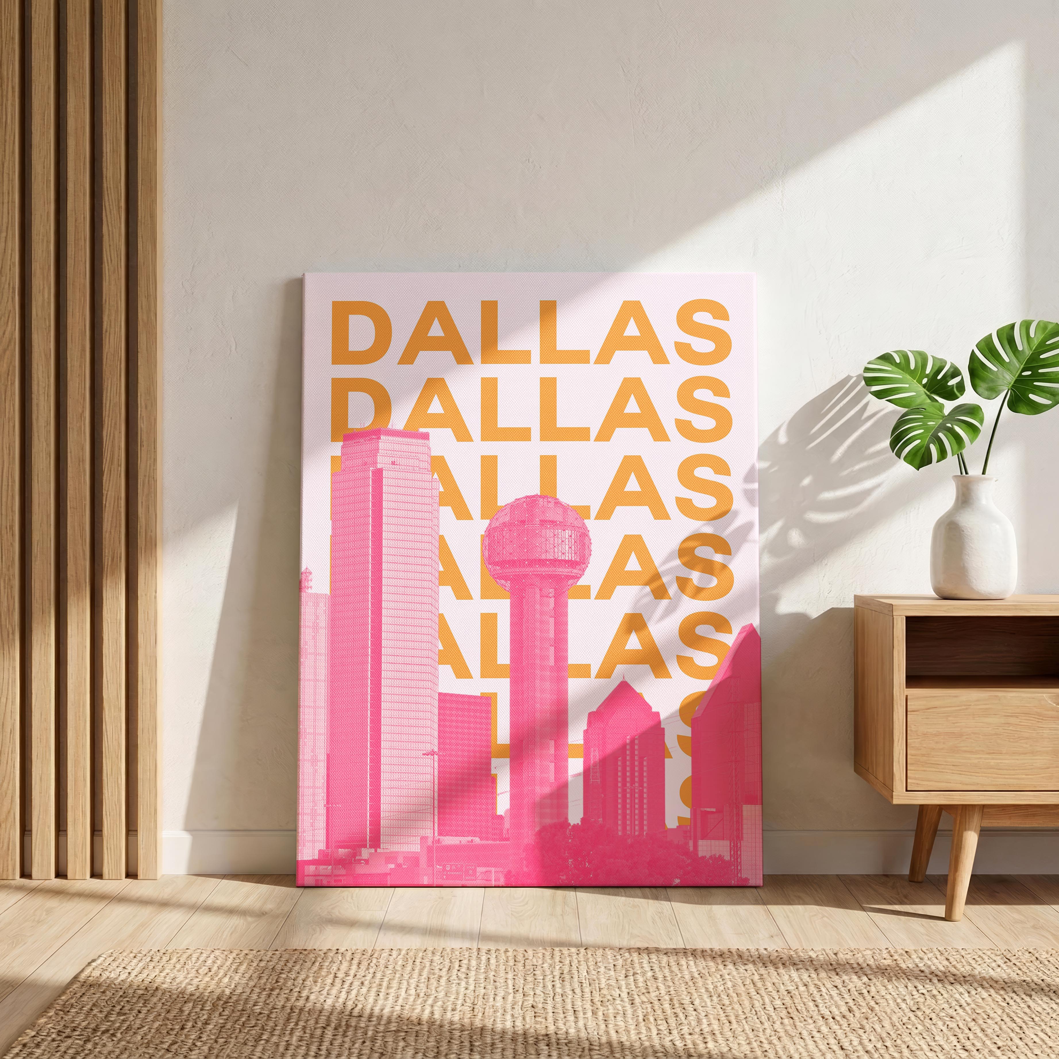 Dallas Texas USA World Travel Art - Framed Canvas Wall Art Print