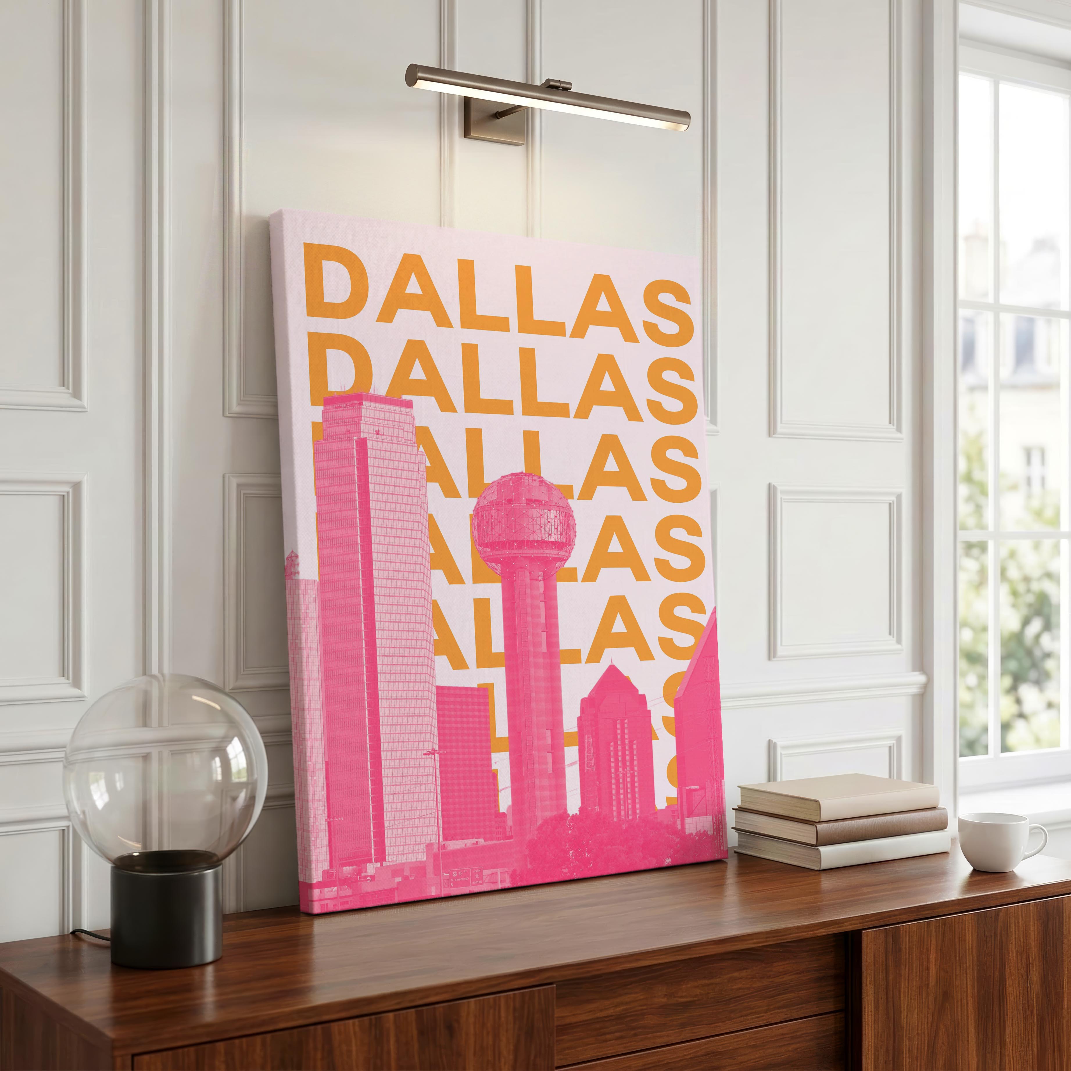 Dallas Texas USA World Travel Art - Framed Canvas Wall Art Print