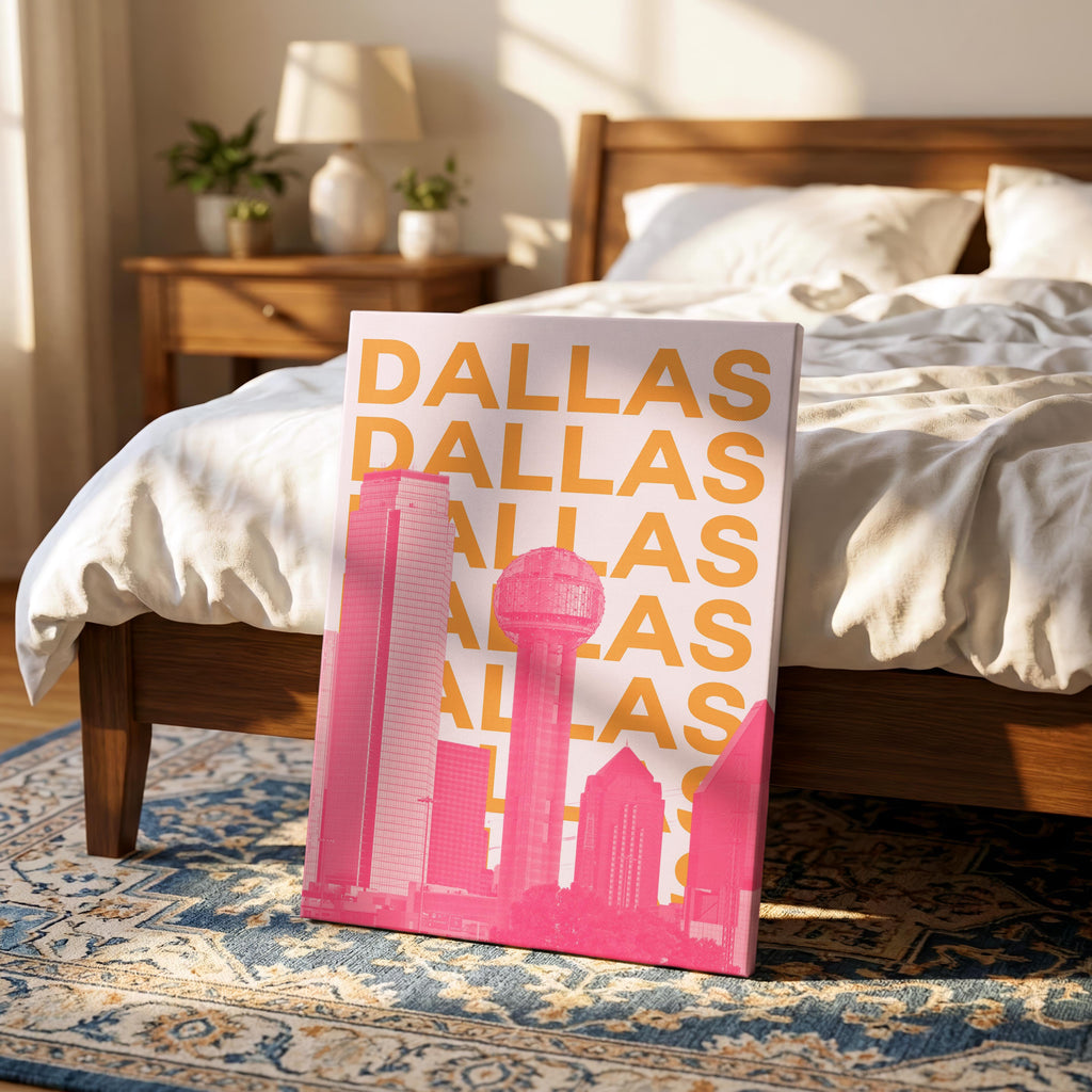 Dallas Texas USA World Travel Art - Framed Canvas Wall Art Print