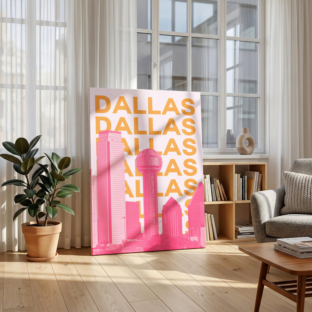 Dallas Texas USA World Travel Art - Framed Canvas Wall Art Print