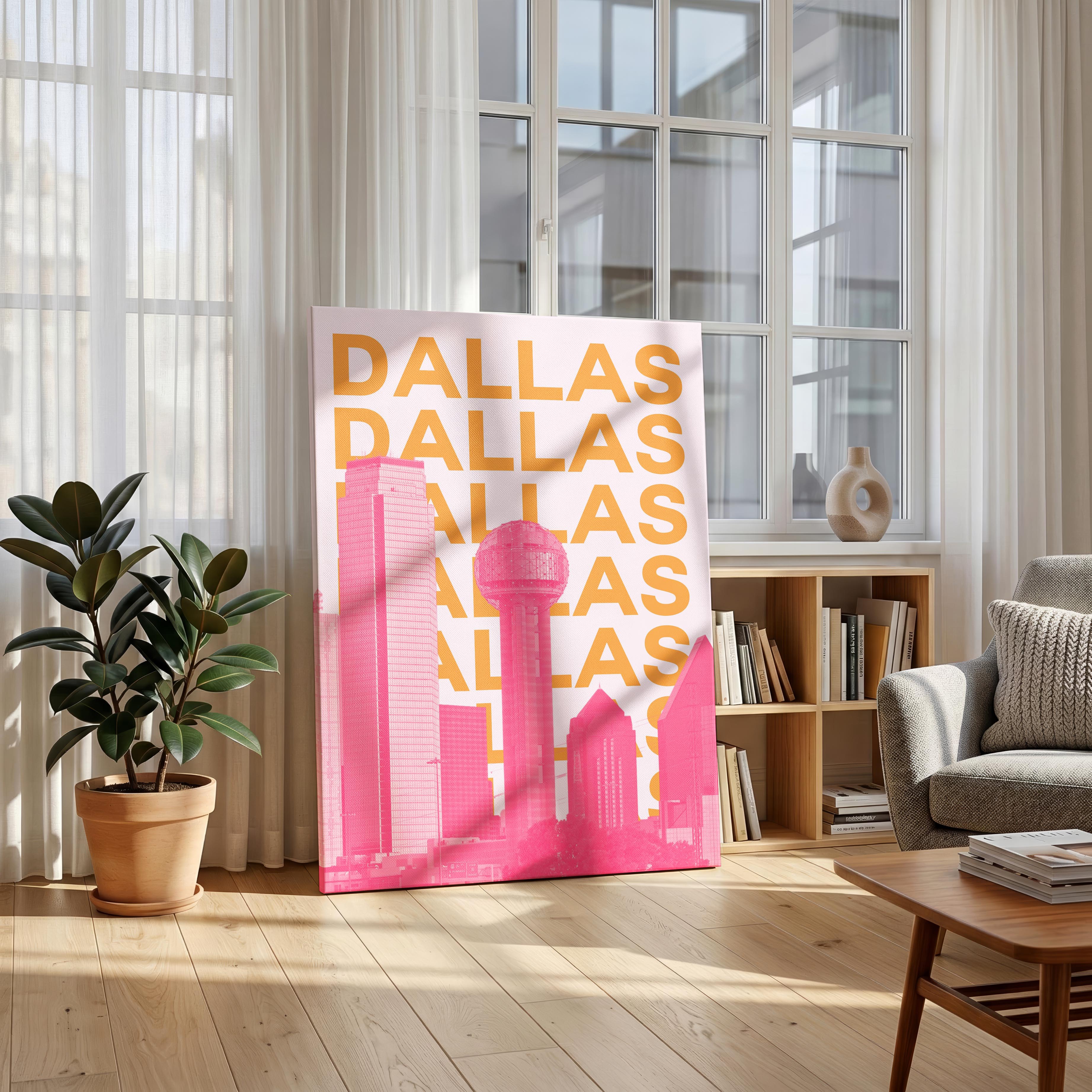 Dallas Texas USA World Travel Art - Framed Canvas Wall Art Print