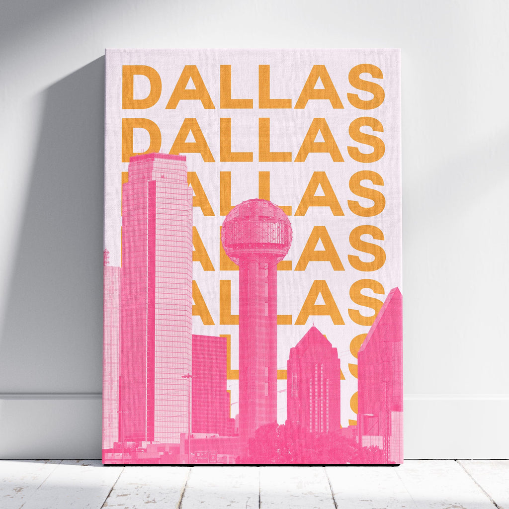 Dallas Texas USA World Travel Art - Framed Canvas Wall Art Print