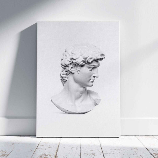 David Statue Head - Michelangelo Buonarroti - Framed Canvas Wall Art Print - House Prints
