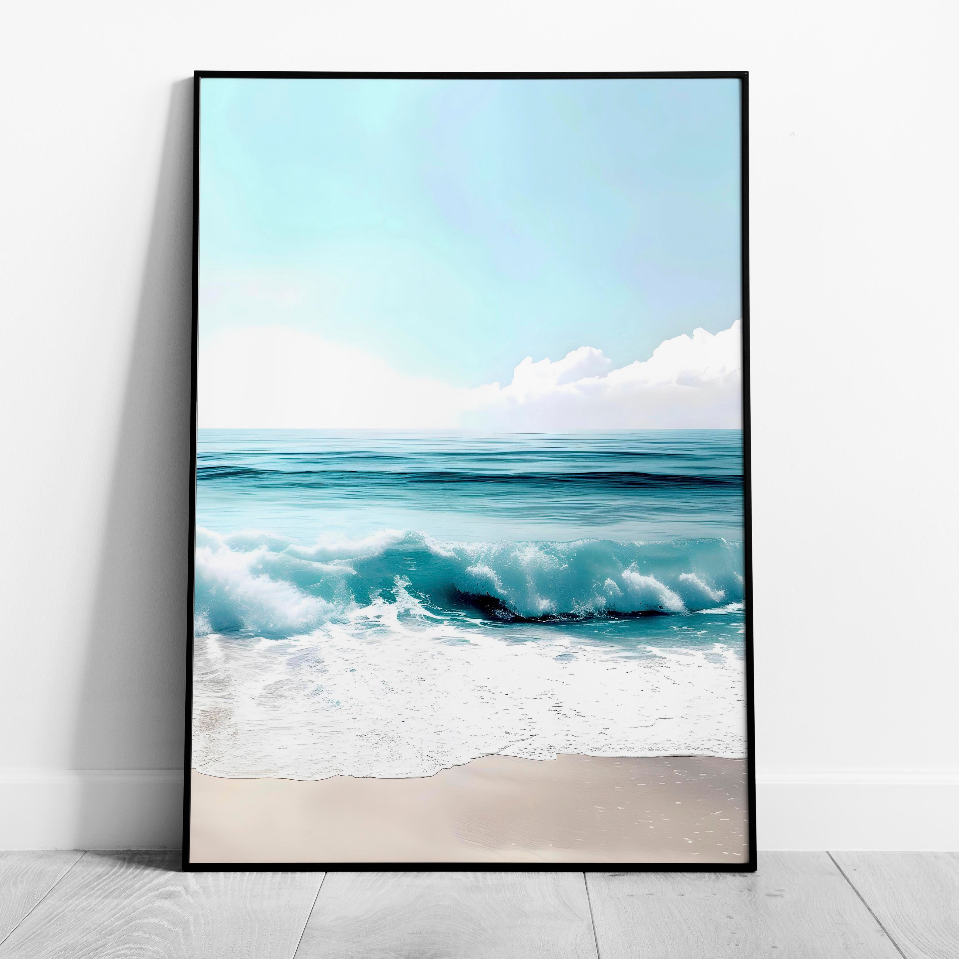 Dreamy Coastal Blue Ocean Waves in Summer - Rolled Poster Wall Art Print