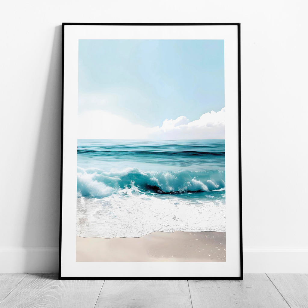 Dreamy Coastal Blue Ocean Waves in Summer - Rolled Poster Wall Art Print