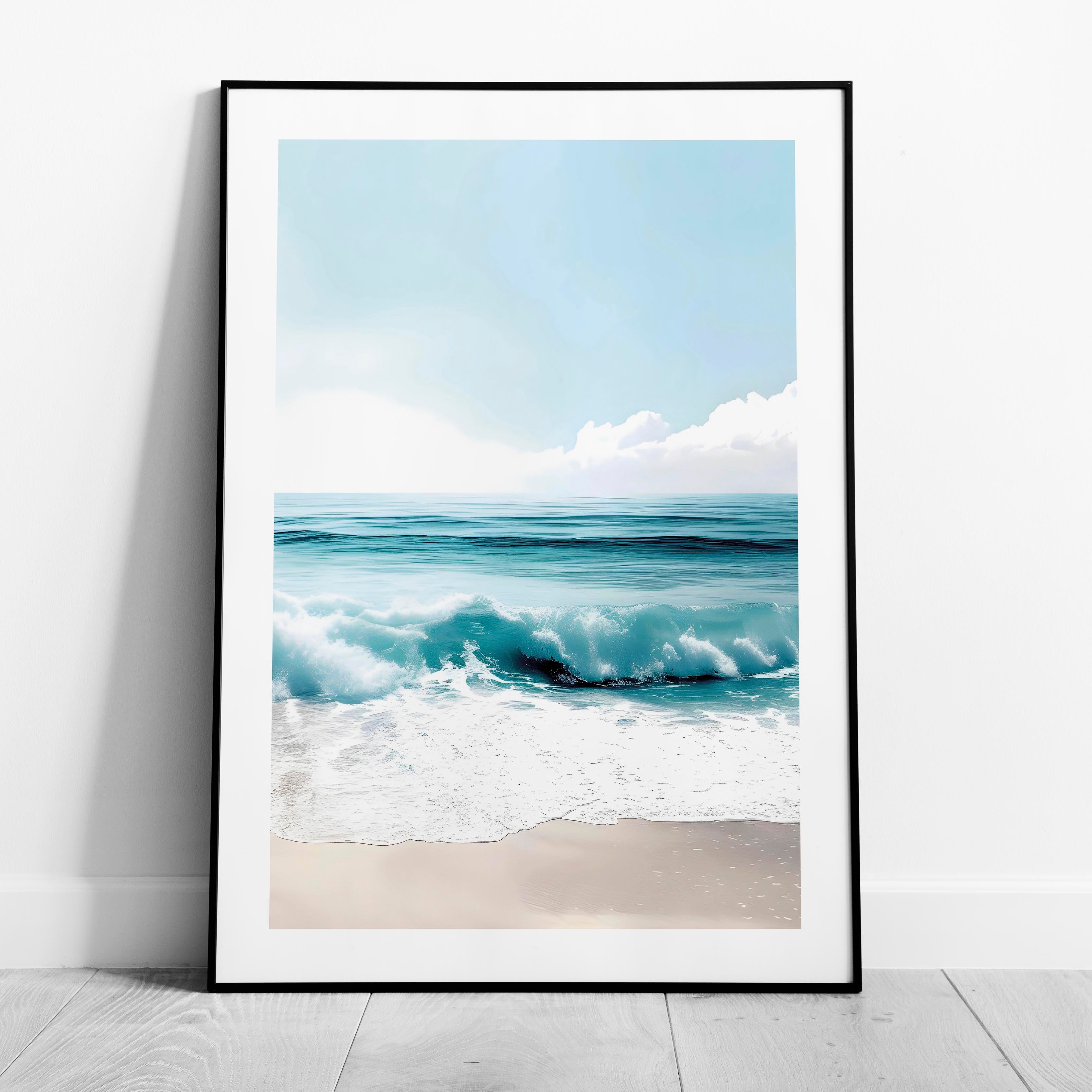 Dreamy Coastal Blue Ocean Waves in Summer - Rolled Poster Wall Art Print