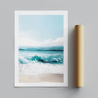 Dreamy Coastal Blue Ocean Waves in Summer - Rolled Poster Wall Art Print