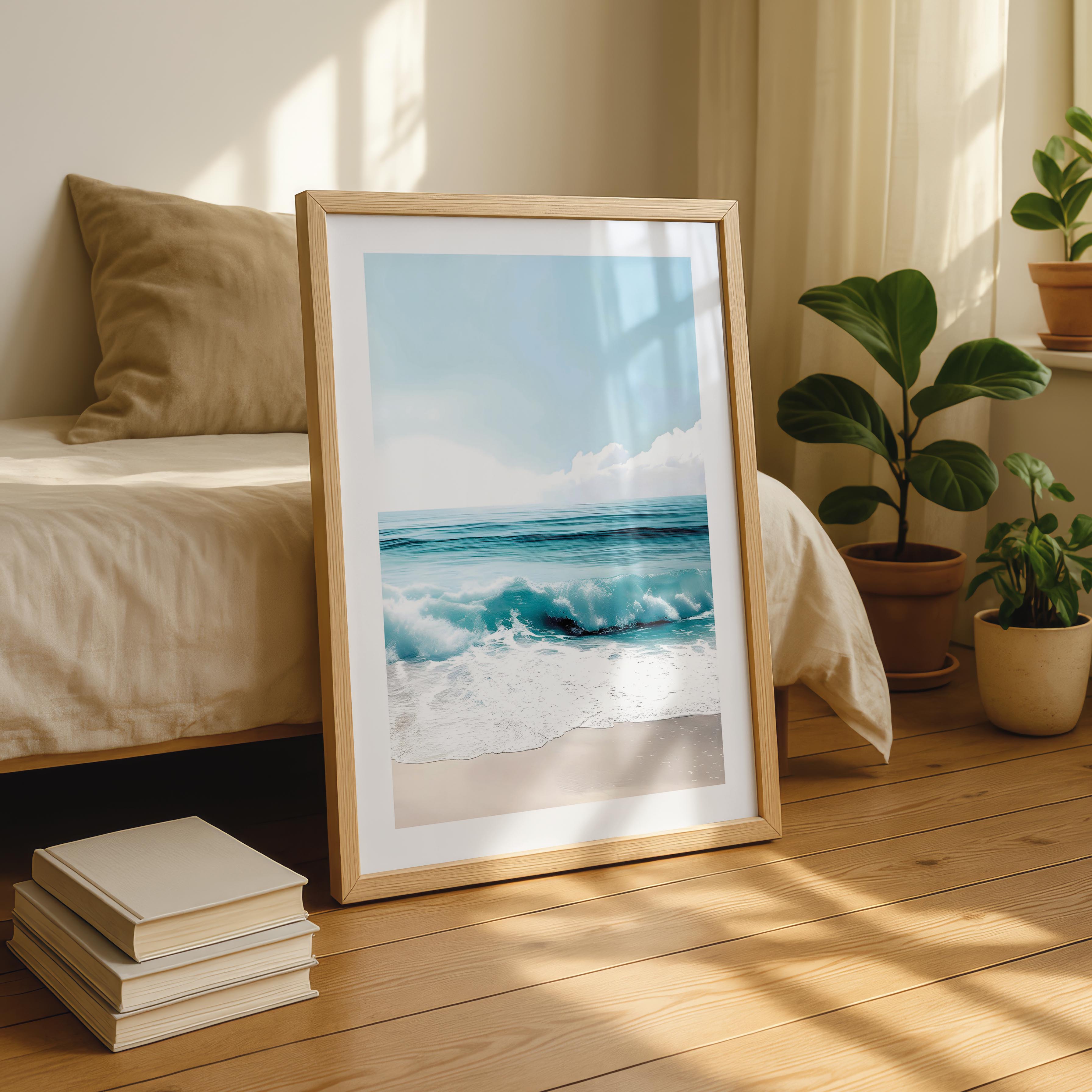 Dreamy Coastal Blue Ocean Waves in Summer - Rolled Poster Wall Art Print
