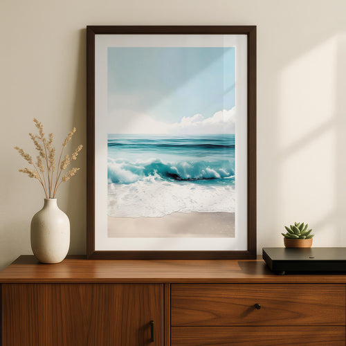 Dreamy Coastal Blue Ocean Waves in Summer - Rolled Poster Wall Art Print | House Prints