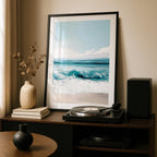 Dreamy Coastal Blue Ocean Waves in Summer - Rolled Poster Wall Art Print