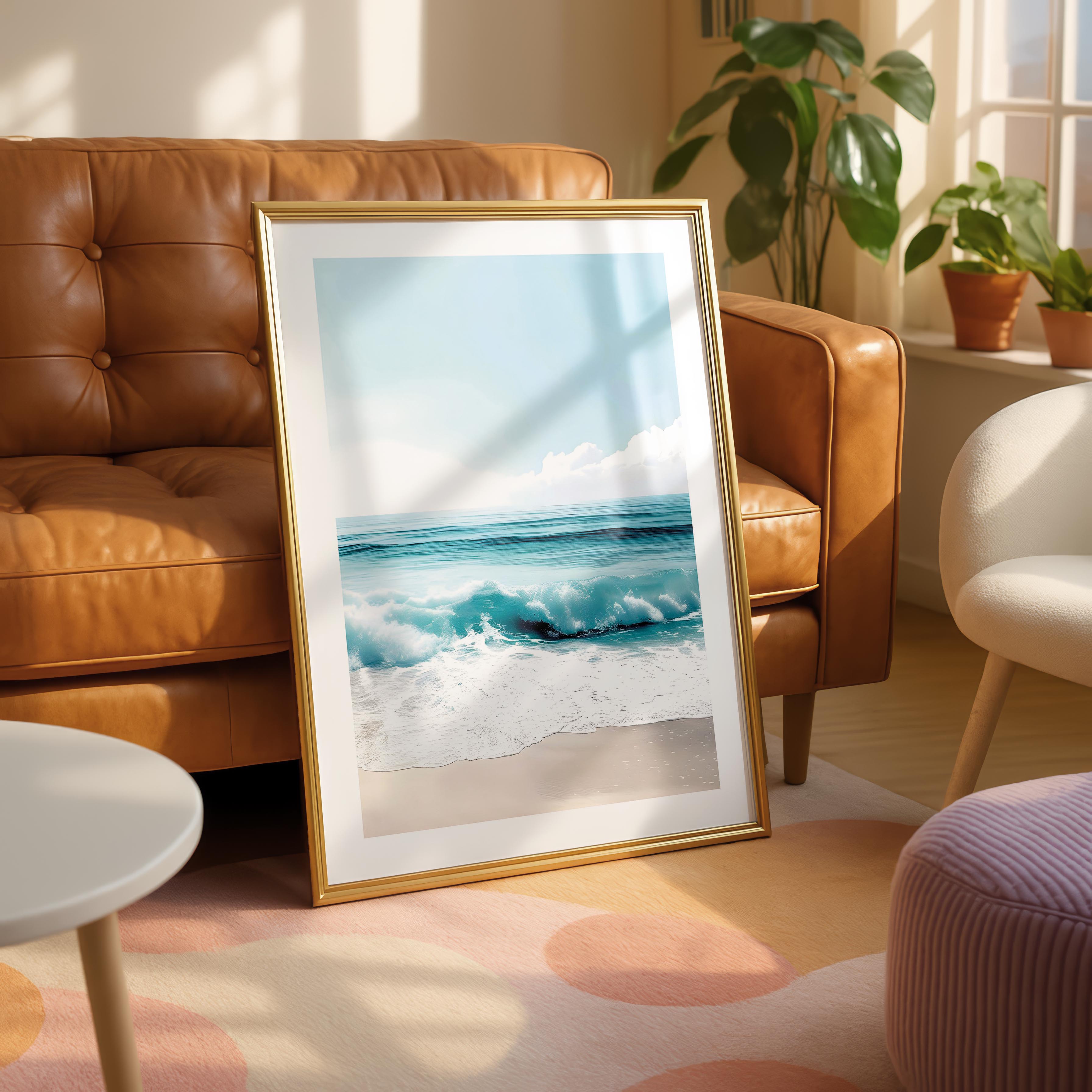 Dreamy Coastal Blue Ocean Waves in Summer - Rolled Poster Wall Art Print