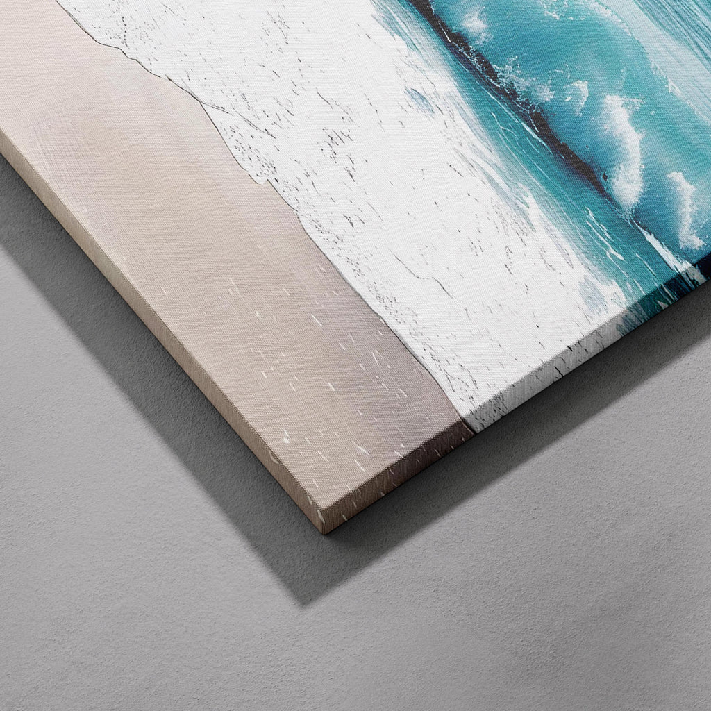 Dreamy Coastal Blue Ocean Waves in Summer - Framed Canvas Wall Art Print