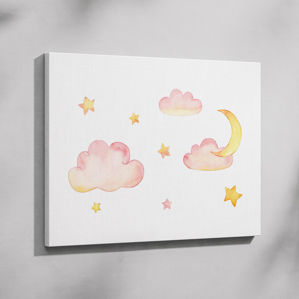 Dreamy Soft Pastel Pink Clouds - Framed Canvas Wall Art Print | House Prints