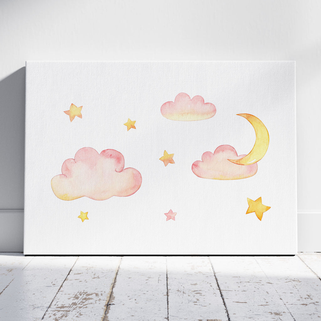 Dreamy Soft Pastel Pink Clouds - Framed Canvas Wall Art Print | House Prints