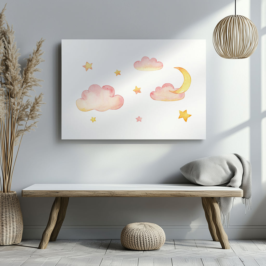 Dreamy Soft Pastel Pink Clouds - Framed Canvas Wall Art Print | House Prints