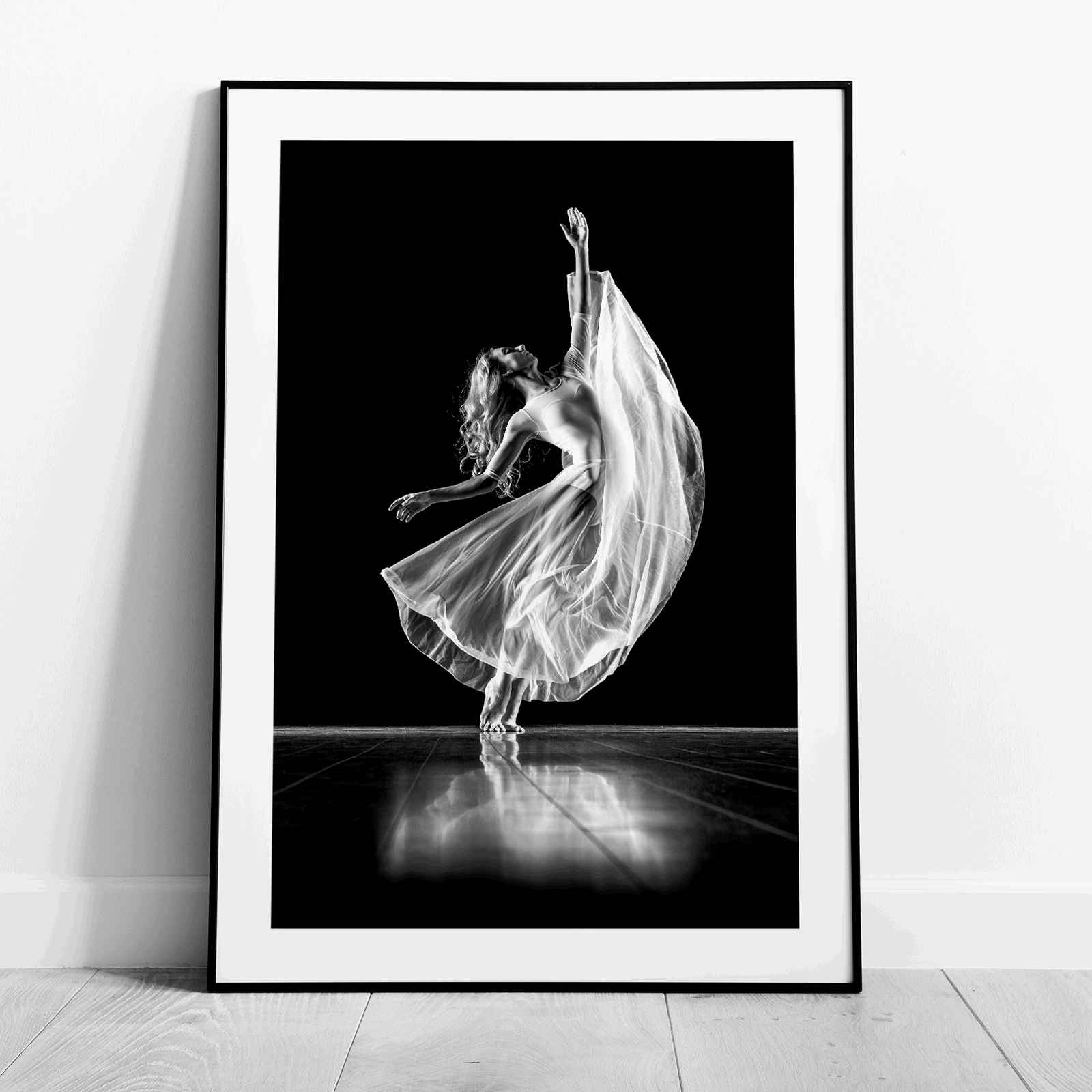 Elegant Black & White Ballet Dancer - Rolled Poster Wall Art Print - House Prints