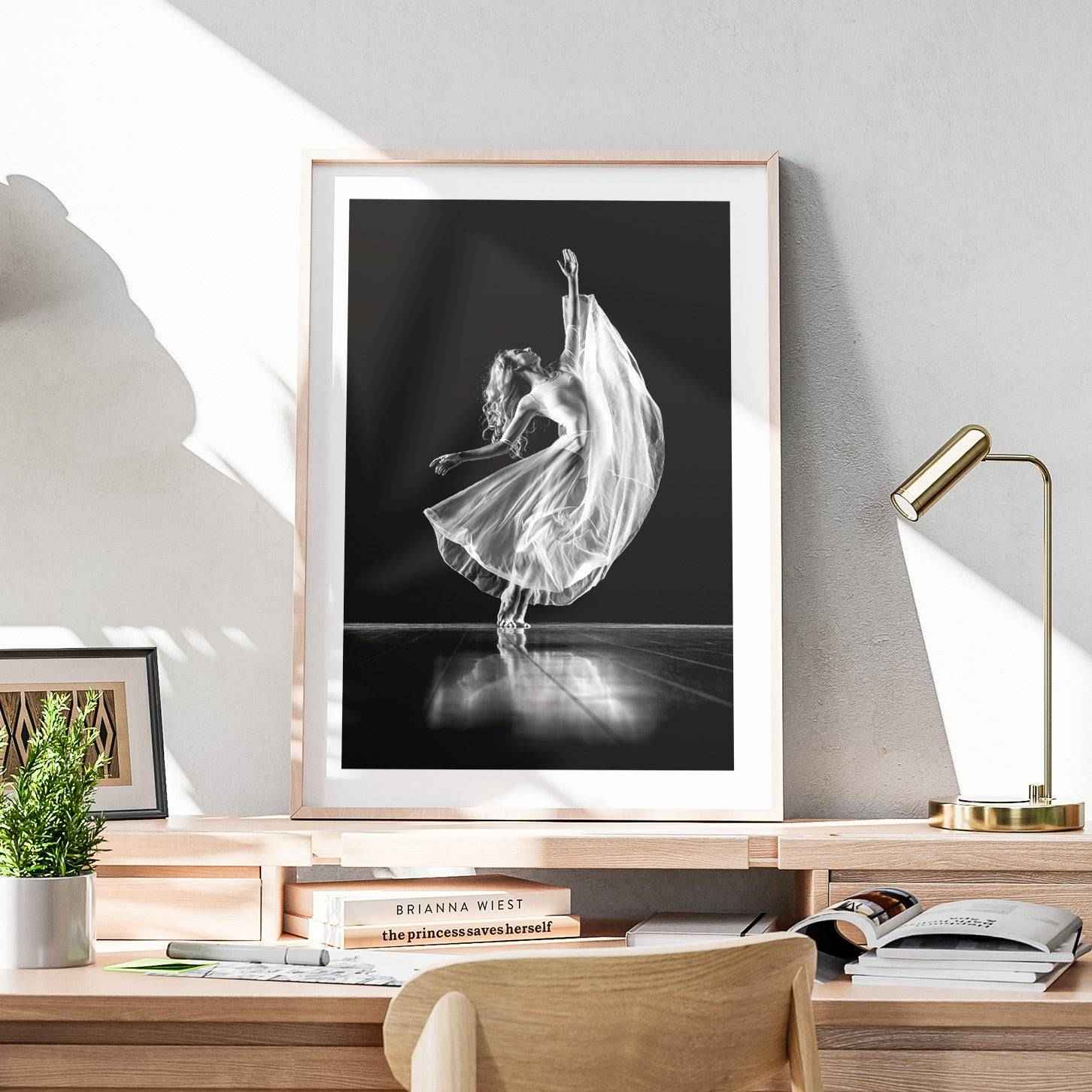 Elegant Black & White Ballet Dancer - Rolled Poster Wall Art Print - House Prints