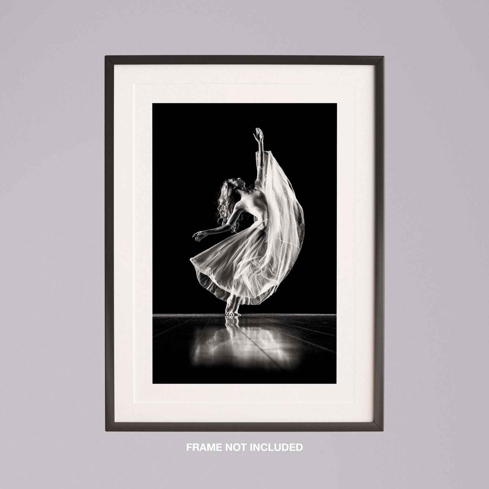 Elegant Black & White Ballet Dancer - Rolled Poster Wall Art Print - House Prints
