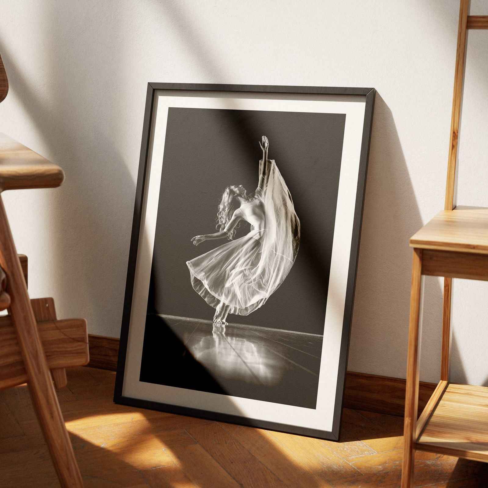 Elegant Black & White Ballet Dancer - Rolled Poster Wall Art Print - House Prints