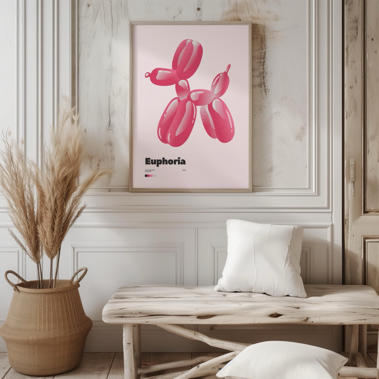 Euphoria Pink Balloon Dog Modern Art Gallery - Rolled Poster Wall Art Print