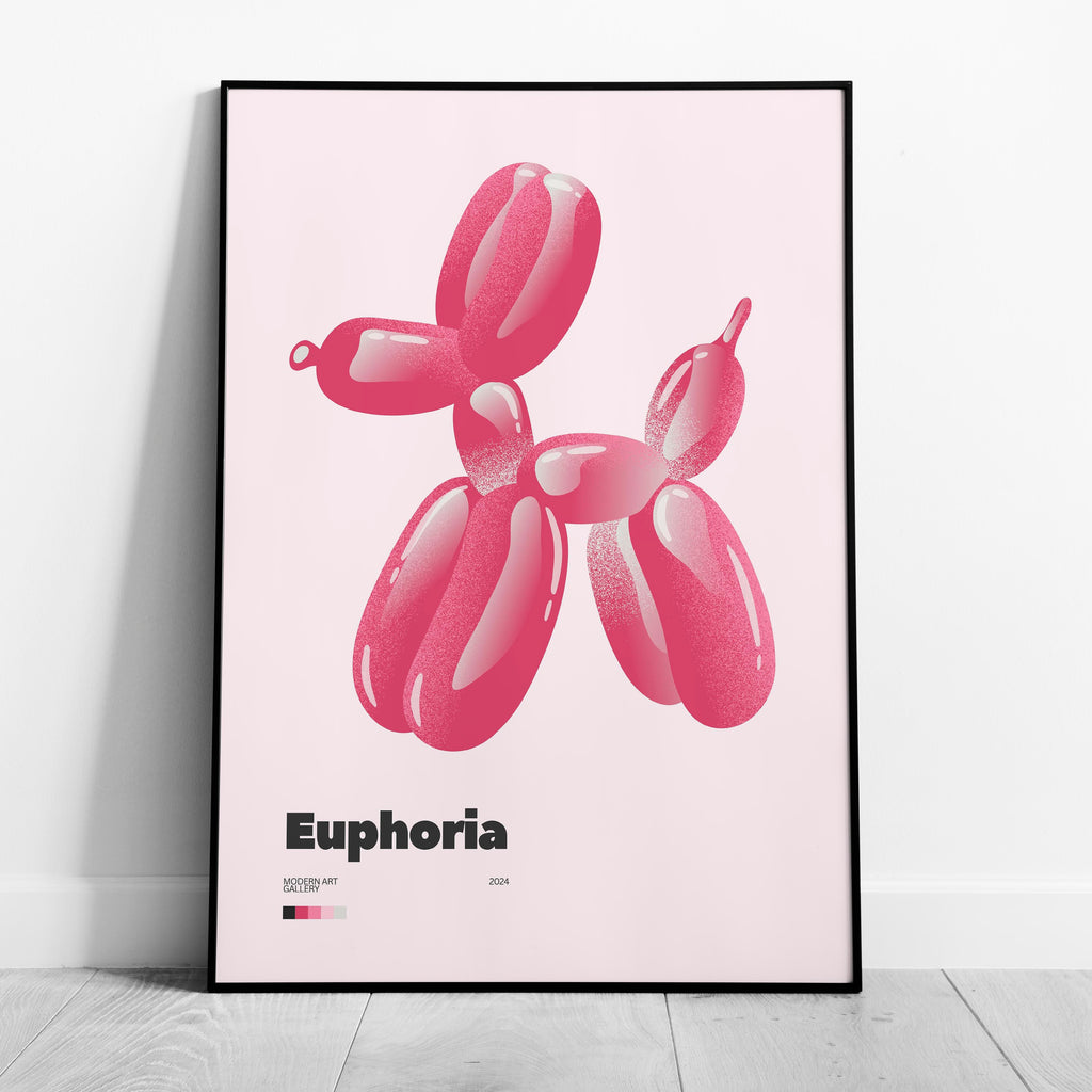 Euphoria Pink Balloon Dog Modern Art Gallery - Rolled Poster Wall Art Print | House Prints