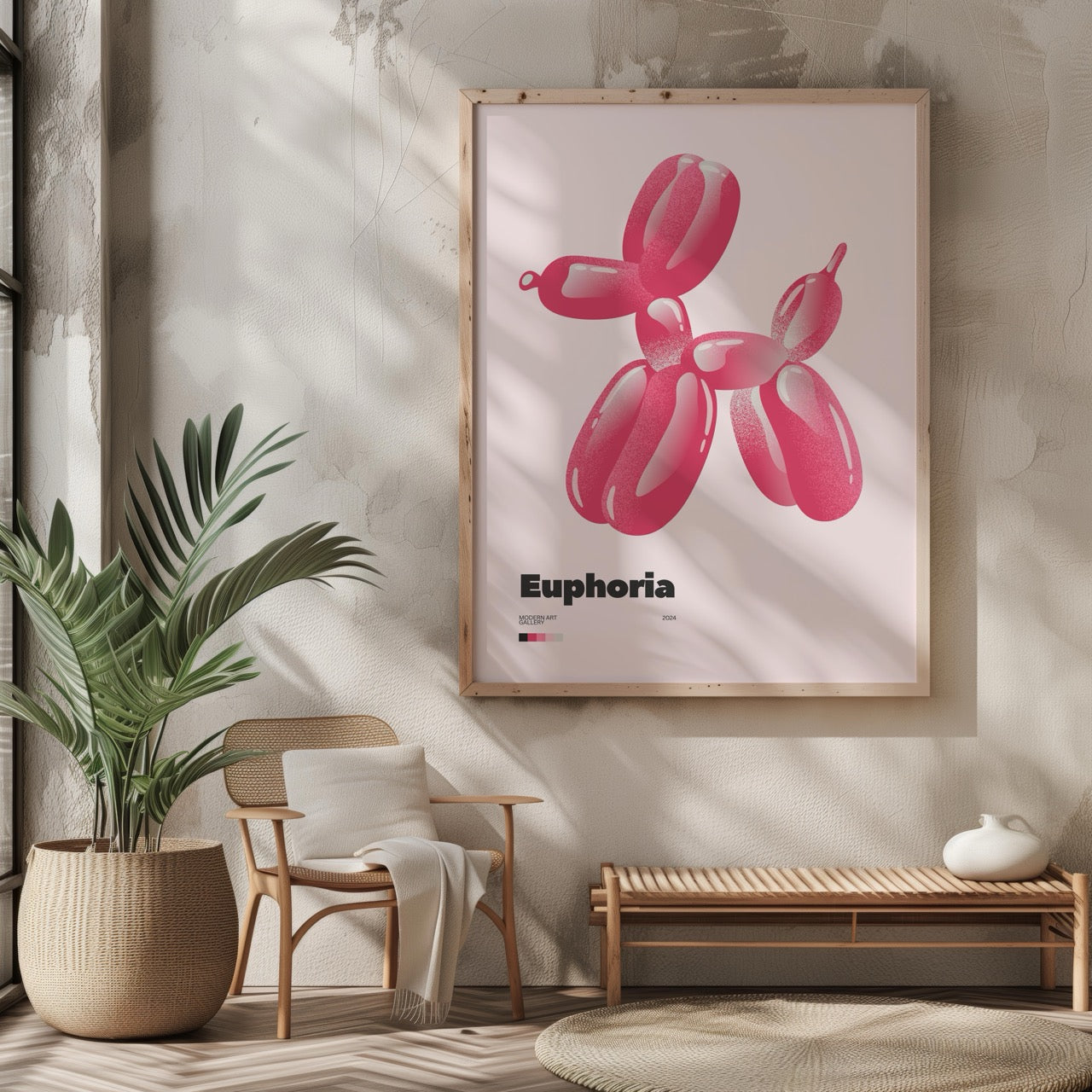 Euphoria Pink Balloon Dog Modern Art Gallery - Rolled Poster Wall Art Print
