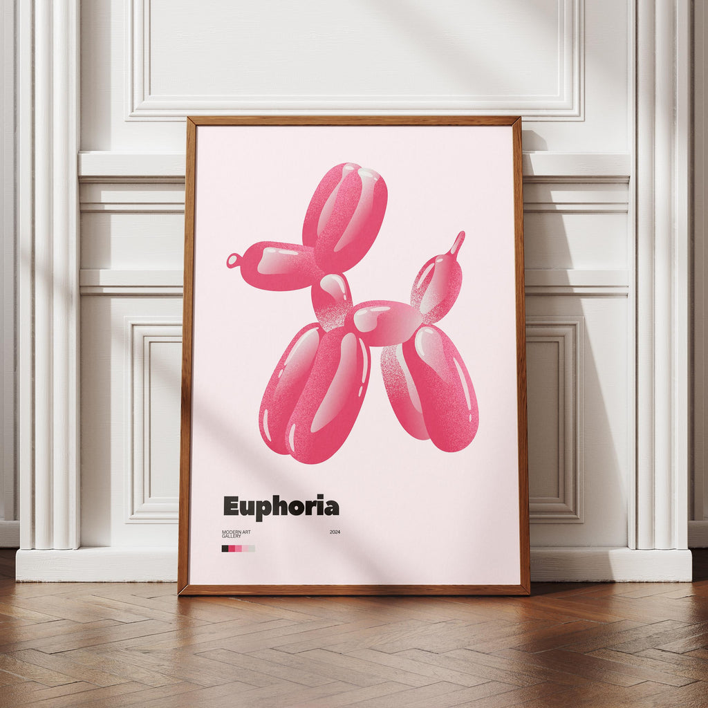 Euphoria Pink Balloon Dog Modern Art Gallery - Rolled Poster Wall Art Print | House Prints