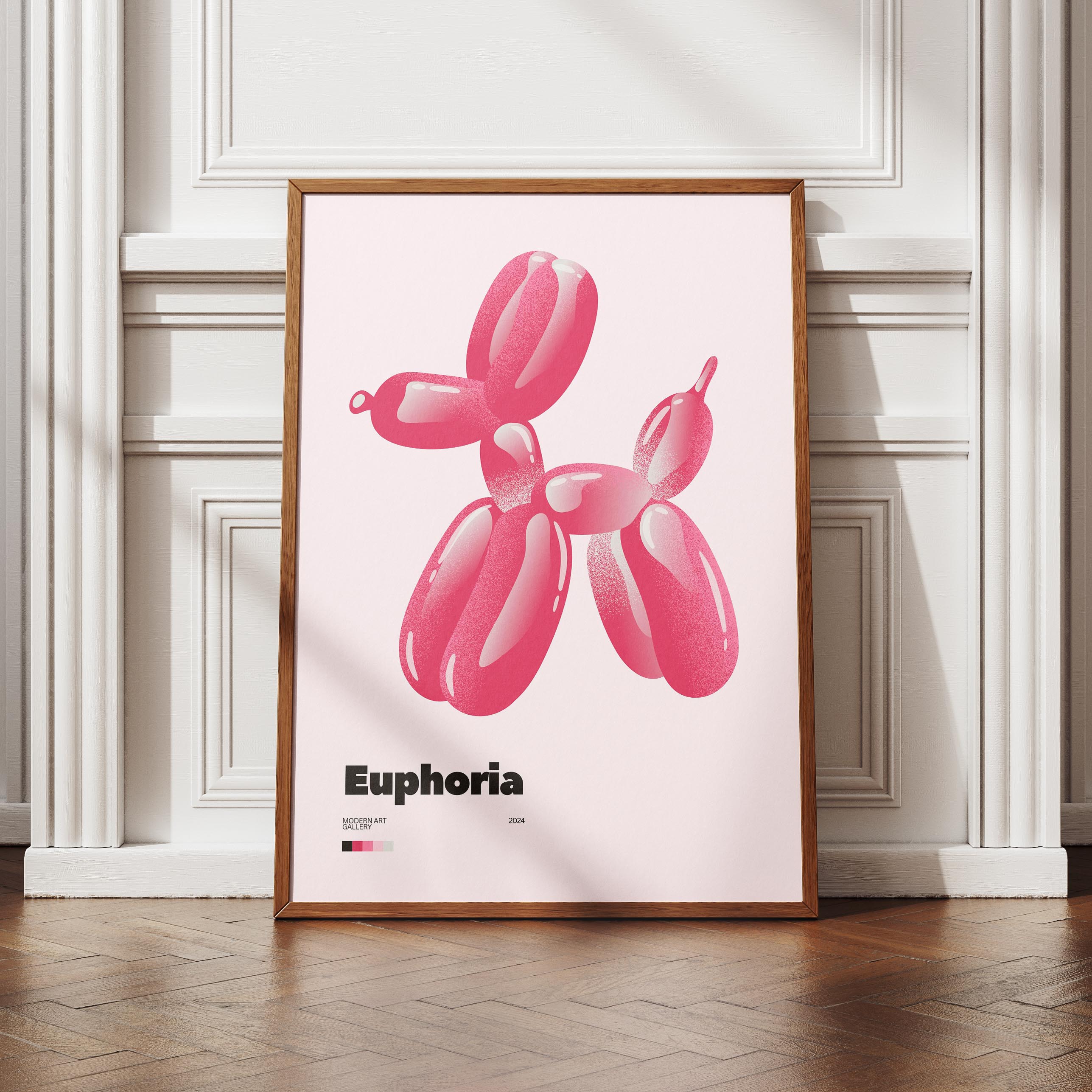 Euphoria Pink Balloon Dog Modern Art Gallery - Rolled Poster Wall Art Print