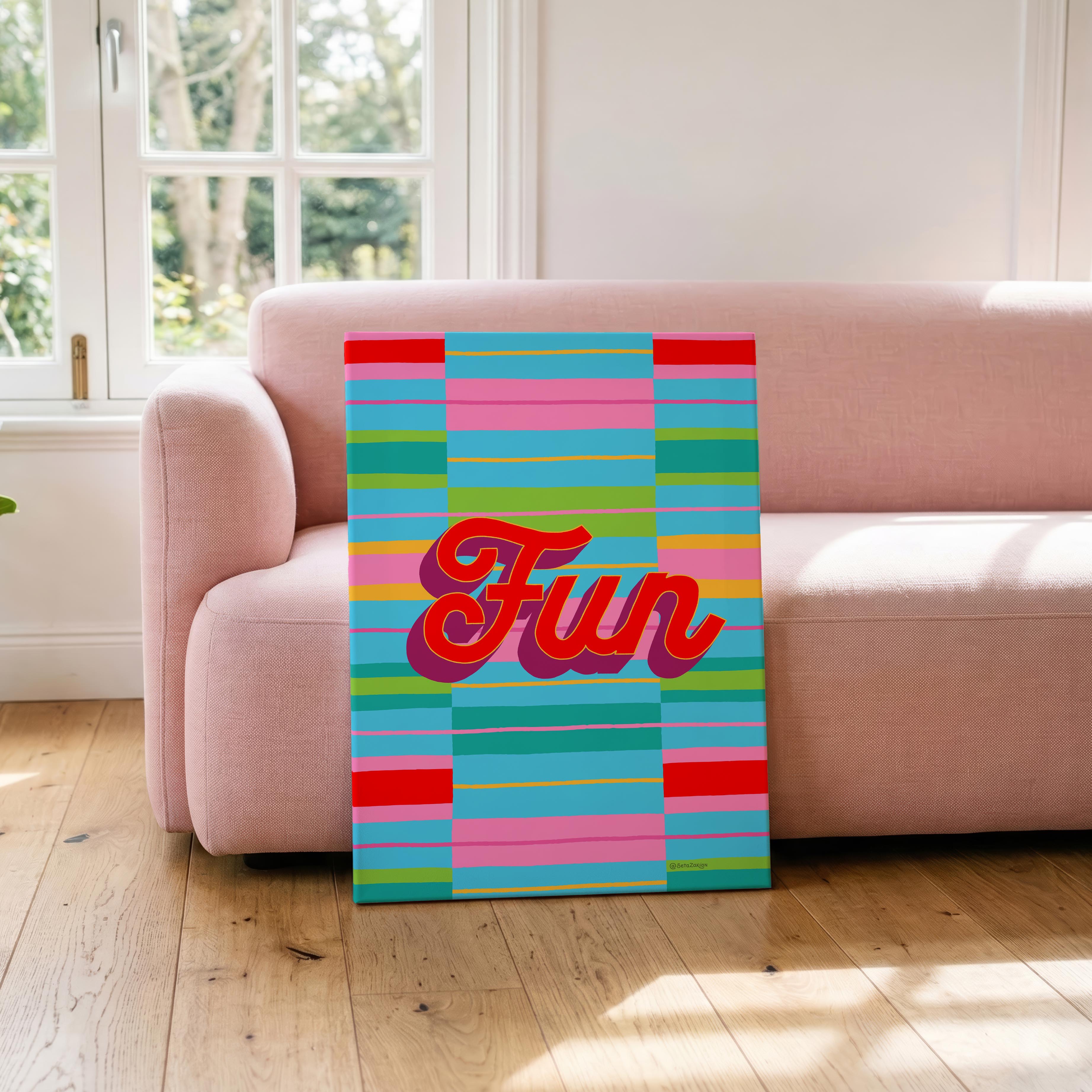 Fun Stripe Hype 6 - Seta Zakian - Framed Canvas Wall Art Print | House Prints