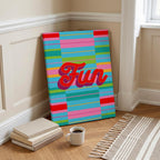 Fun Stripe Hype 6 - Seta Zakian - Framed Canvas Wall Art Print | House Prints