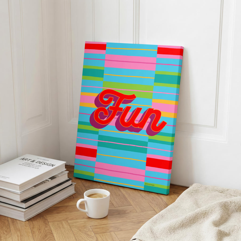 Fun Stripe Hype 6 - Seta Zakian - Framed Canvas Wall Art Print | House Prints
