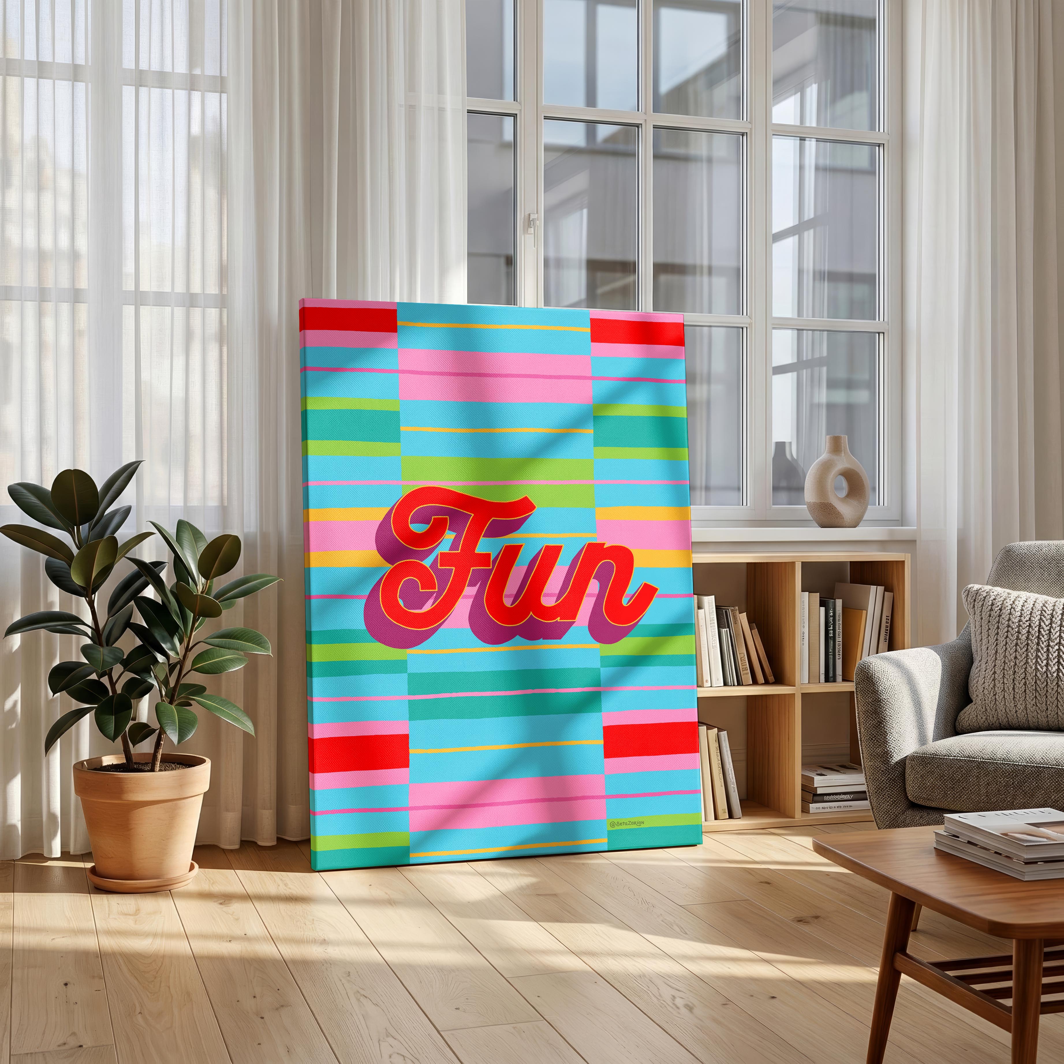 Fun Stripe Hype 6 - Seta Zakian - Framed Canvas Wall Art Print | House Prints