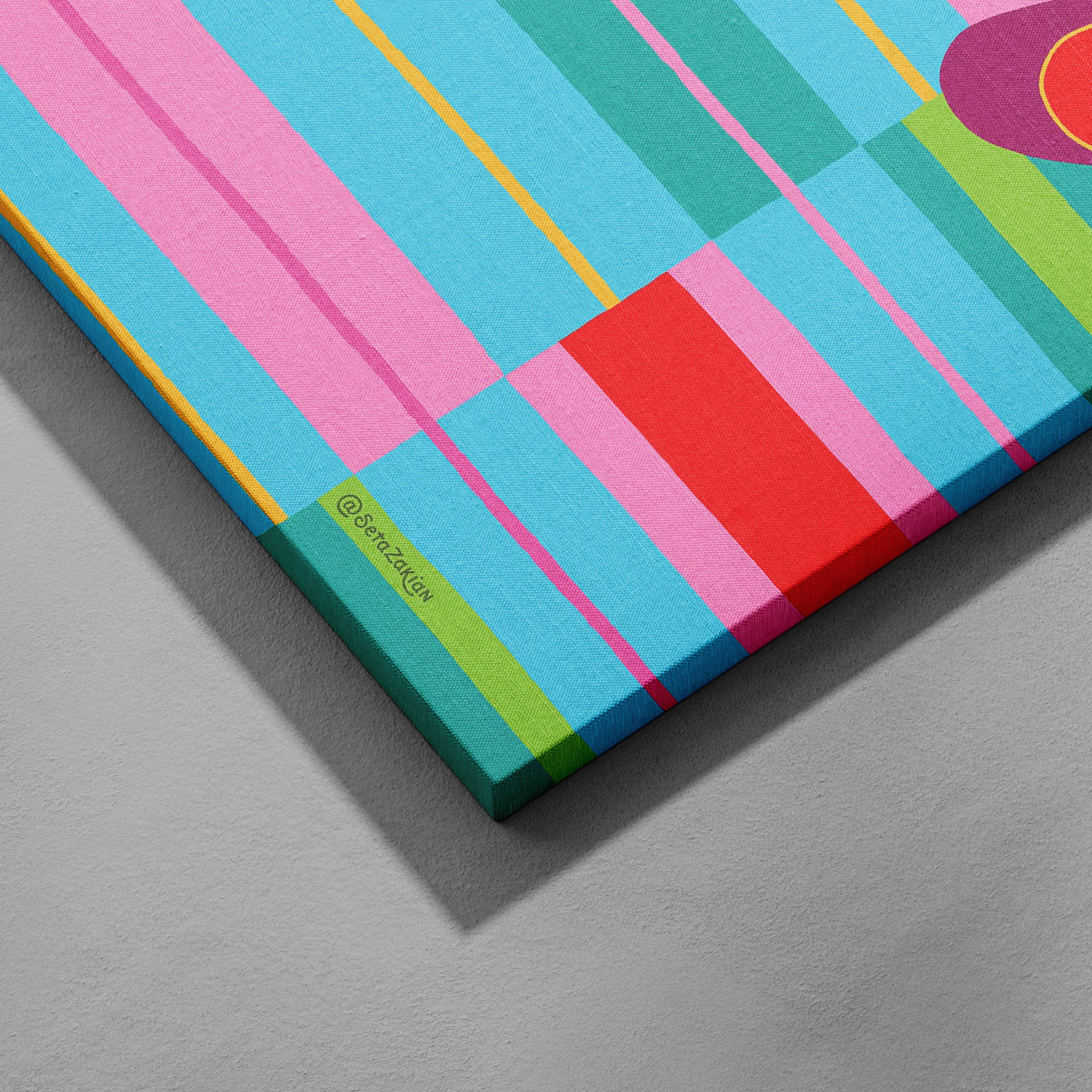 Fun Stripe Hype 6 - Seta Zakian - Framed Canvas Wall Art Print | House Prints