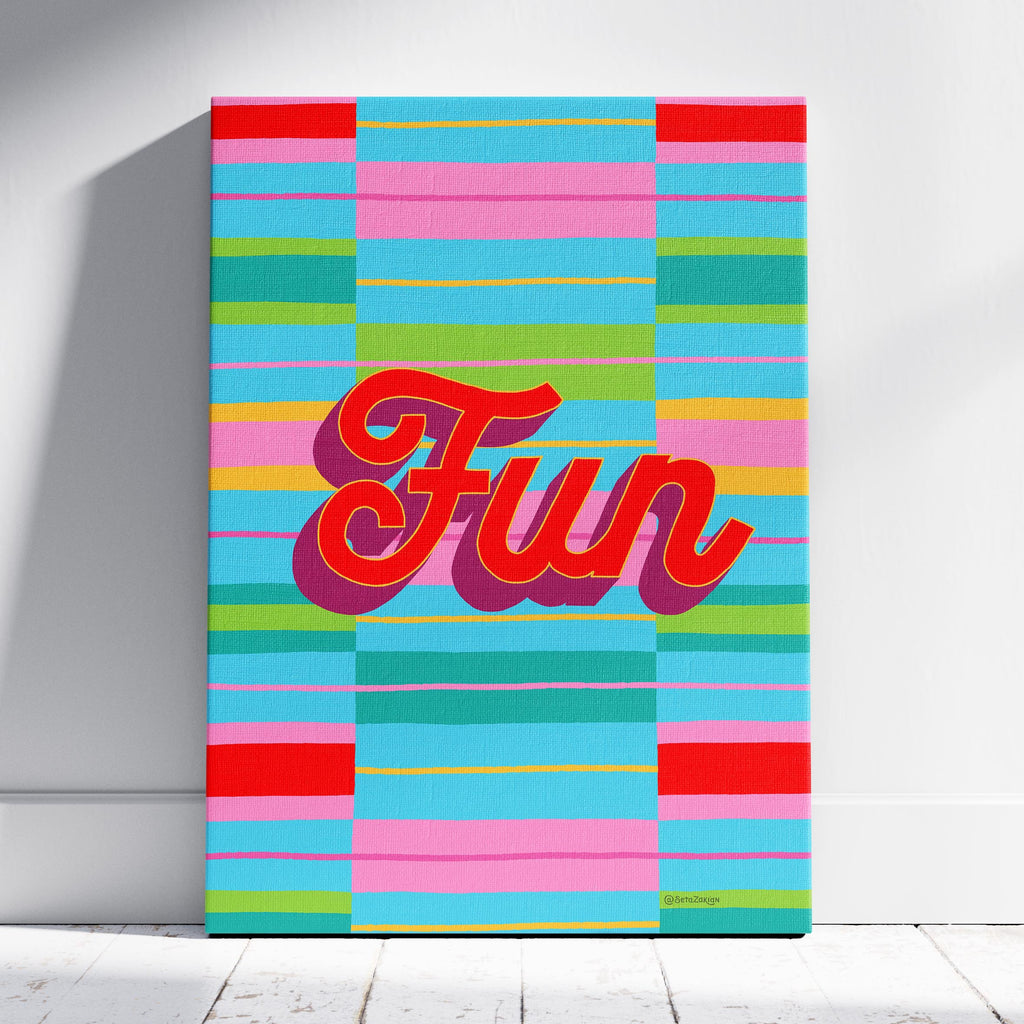 Fun Stripe Hype 6 - Seta Zakian - Framed Canvas Wall Art Print | House Prints