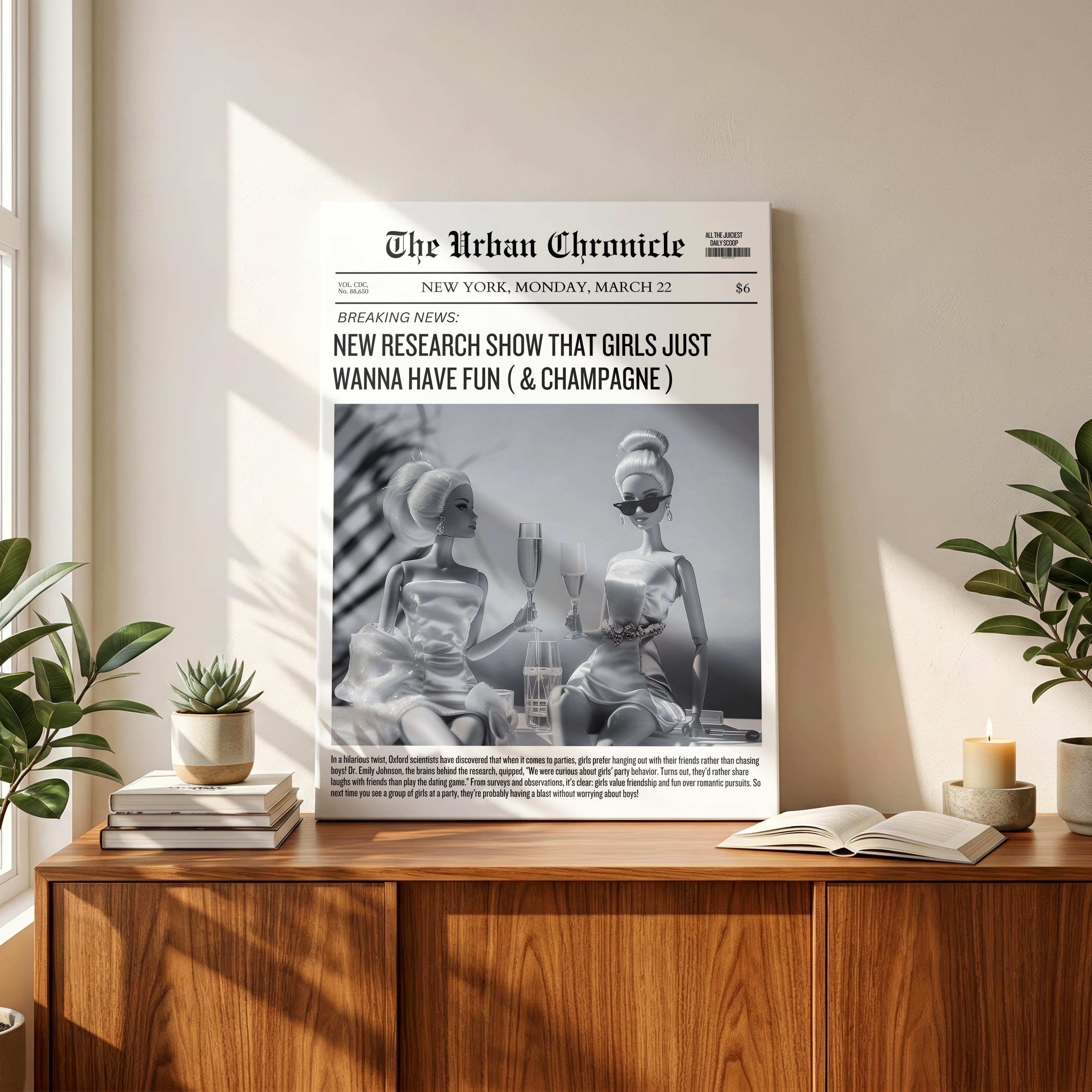Fashion Doll News Girls Just Wanna Have Fun - Framed Canvas Wall Art Print | House Prints