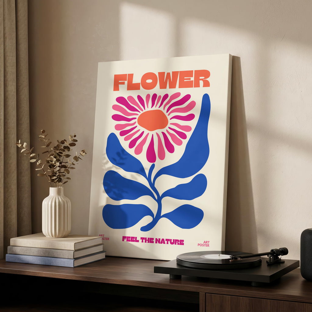 Feel The Nature Abstract Flower Power - Framed Canvas Wall Art Print