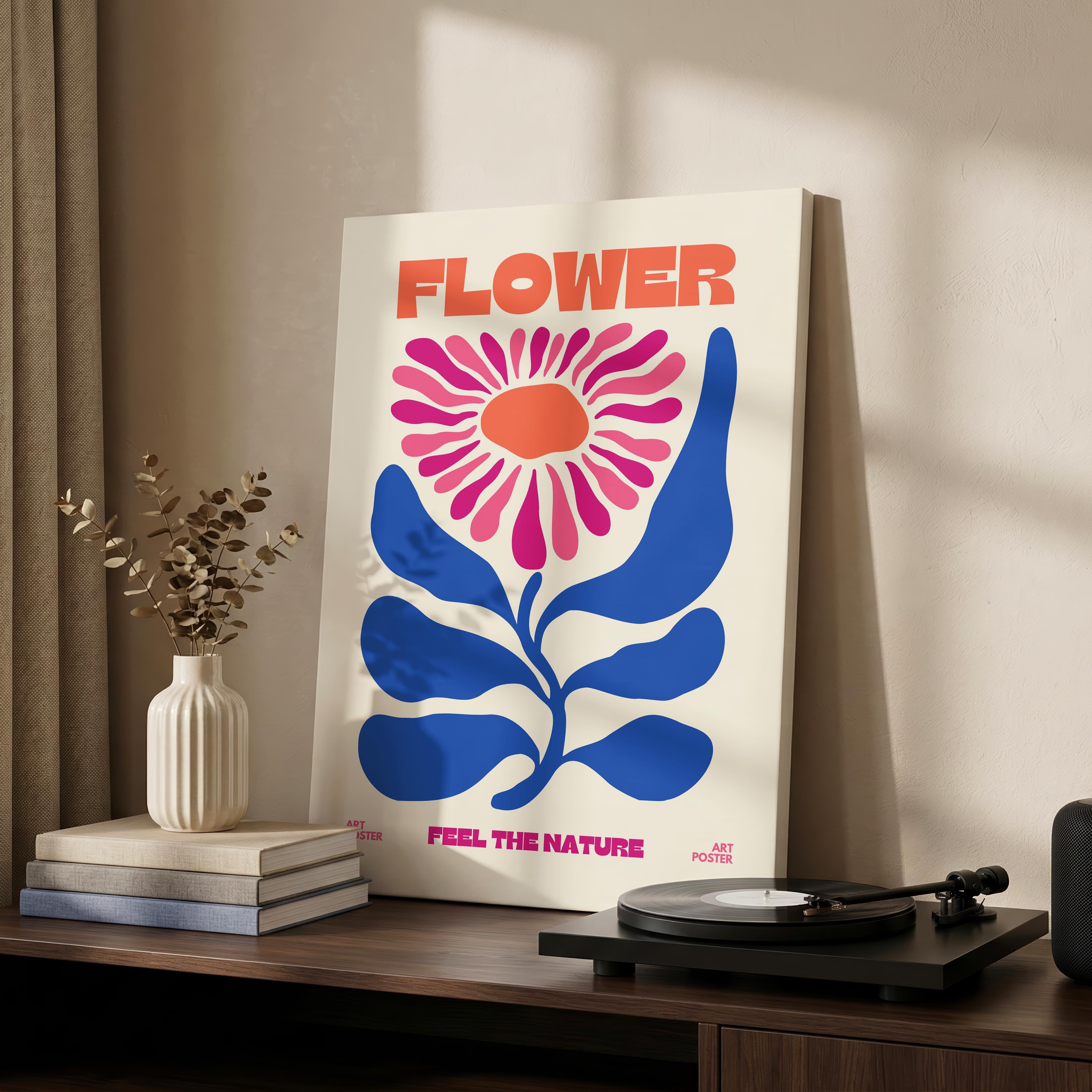 Feel The Nature Abstract Flower Power - Framed Canvas Wall Art Print