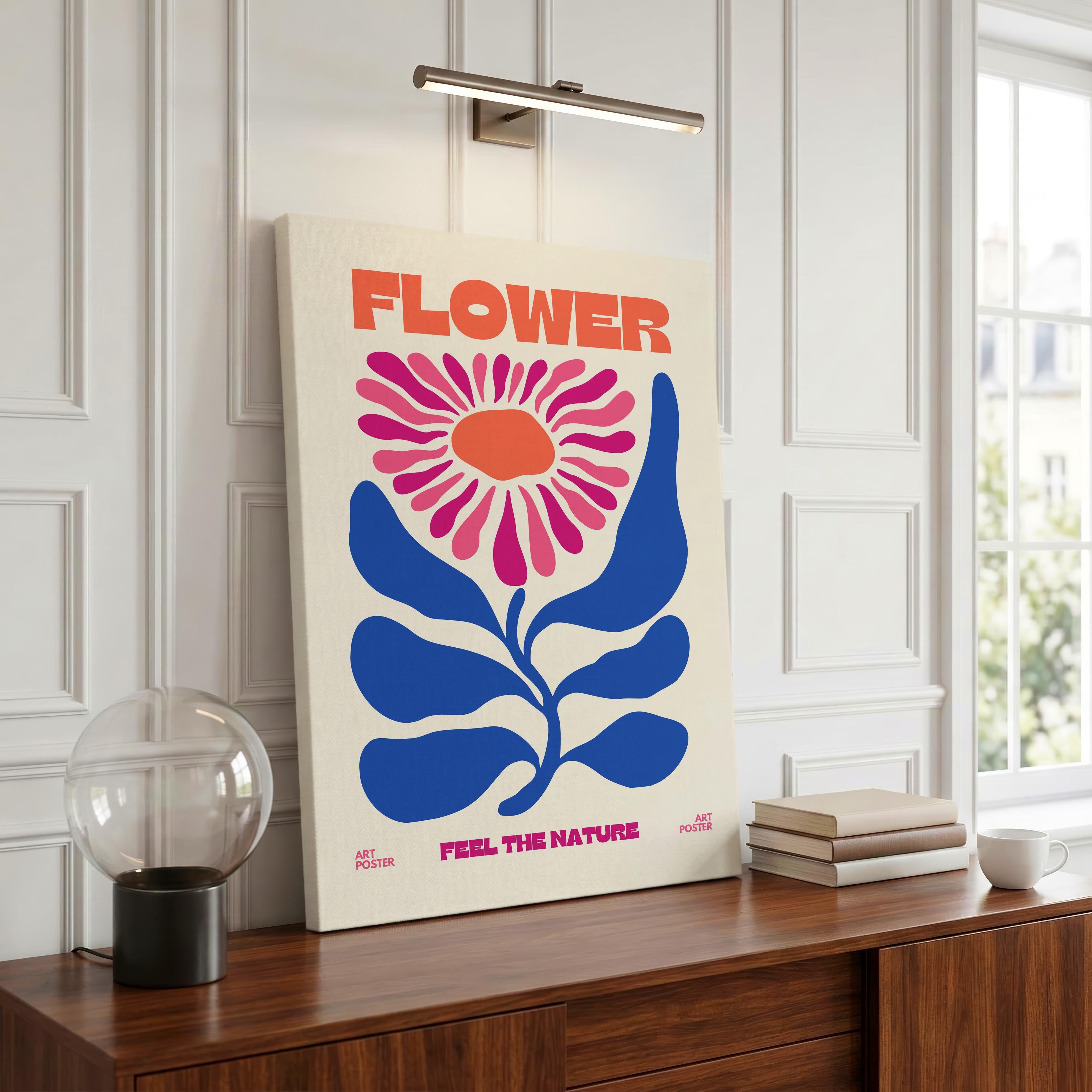 Feel The Nature Abstract Flower Power - Framed Canvas Wall Art Print