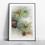 Festive Christmas Holly Leaf Illustration - Rolled Poster Wall Art Print | House Prints