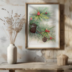 Festive Christmas Holly Leaf Illustration - Rolled Poster Wall Art Print | House Prints