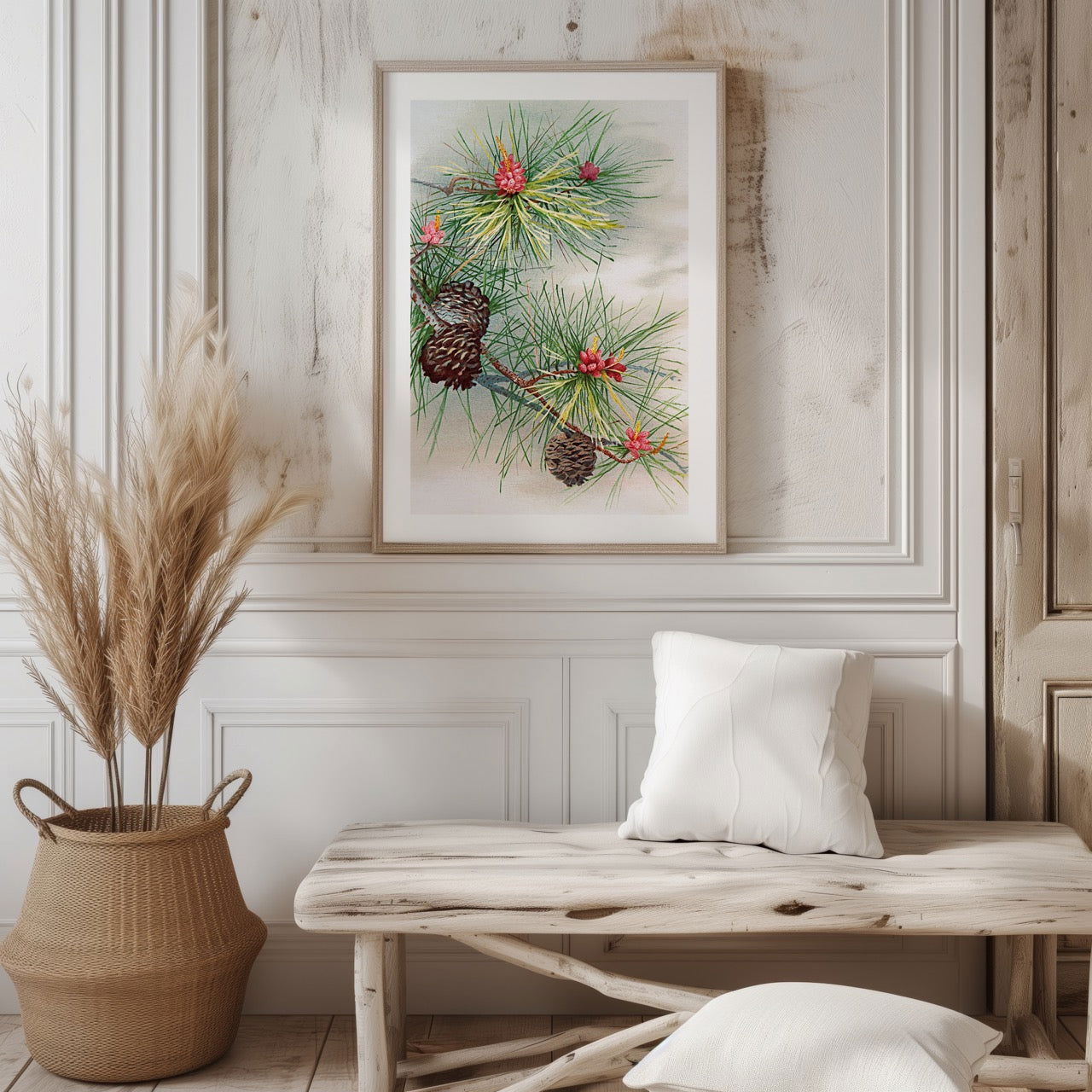 Festive Christmas Holly Leaf Illustration - Rolled Poster Wall Art Print | House Prints