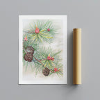 Festive Christmas Holly Leaf Illustration - Rolled Poster Wall Art Print | House Prints