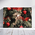 Festive Red & Gold Holiday Tree - Framed Canvas Wall Art Print | House Prints